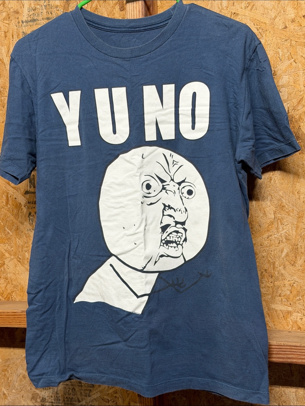 Graphic 'Y U NO' Meme T-Shirt - Navy